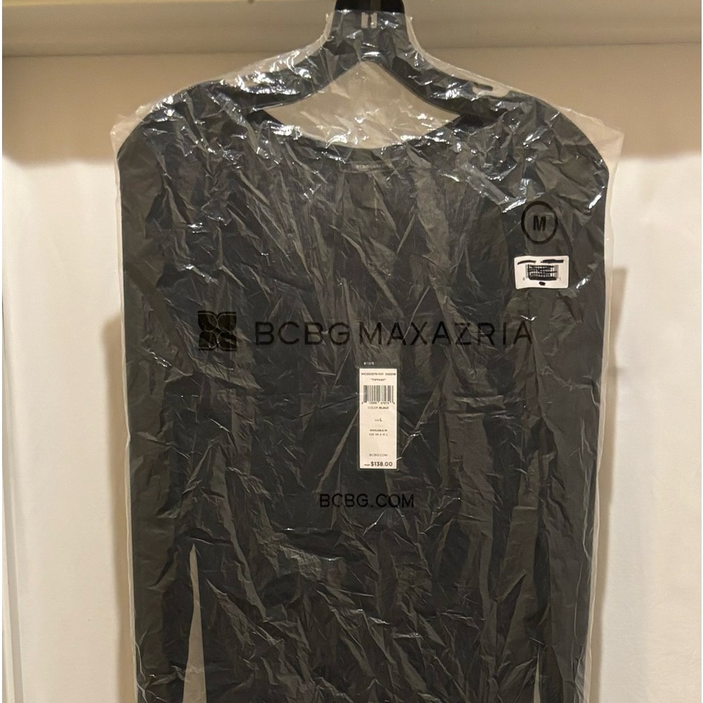 NWT BCBGMAXAZRIA “TIFFANY” ELEGANT BLACK LONG BLACK DRESS LONG SLEEVE- Large - Picture 12 of 14